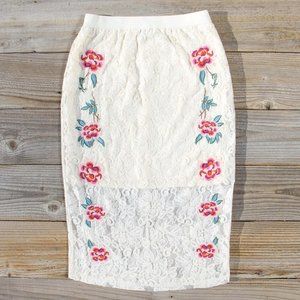 NWT Bohemian Lace Cream Pencil Skirt